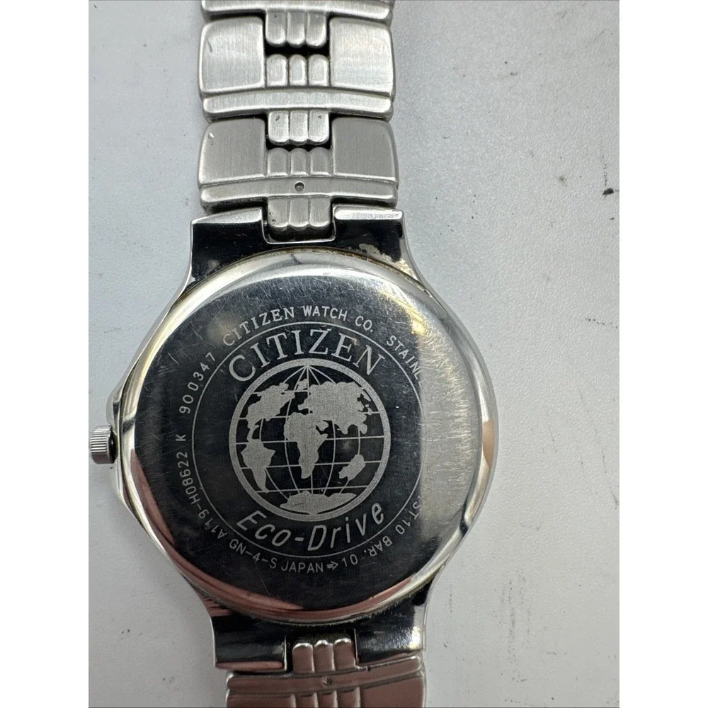 CITIZEN Eco-Drive Black Dial SS Bracelet Men's Watch A119-H08622 K 6 Inch Band